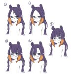  1girl bangs blue_eyes blunt_bangs blush character_sheet eyebrows_visible_through_hair eyes_visible_through_hair glasses hololive hololive_english long_hair looking_at_viewer mole mole_under_eye multicolored_hair ninomae_ina&#039;nis paintbrush pointy_ears purple_hair round_eyewear shiina_rei smile solo tentacle_hair tentacles virtual_youtuber 