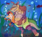  activision anthro crash_bandicoot crash_bandicoot_(series) dingodile duo genitals imminent_rape male male/male penis sharp_teeth size_difference smaller_male teeth underwater video_games water 