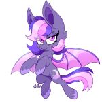  bat_pony bat_wings cutie_mark ear_tuft equid eyelashes fan_character female feral fur hair half-closed_eyes hasbro hi_res hooves mammal membrane_(anatomy) membranous_wings my_little_pony narrowed_eyes pink_eyes pink_hair pink_tail purple_body purple_fur purple_hair purple_tail signature simple_background smile spread_wings tuft white_background wings wutanimations 