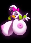  accessory anthro areola avian beak big_breasts bird blue_eyes breasts bust_portrait chicken female five_nights_at_freddy&#039;s five_nights_at_freddy&#039;s:_security_breach galliform gallus_(genus) glamrock_chica_(fnaf) hair_accessory hair_ribbon hi_res huge_breasts hyper hyper_breasts lipstick looking_at_viewer makeup nipples non-mammal_breasts one_eye_closed phasianid pink_nipples portrait ribbons rime_the_vixen scottgames solo video_games white_body wink 