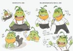 2022 anthro boli64760785 bottomwear clothing dreamworks facial_hair fish green_body knife korean_text male marine mr._piranha_(the_bad_guys) multiple_poses mustache pants piranha_(fish) pose serrasalmid shirt solo suspenders text the_bad_guys tongue tongue_out topwear translation_request 