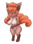  &lt;3 &lt;3_eyes anthro anthrofied areola big_breasts blush bodily_fluids breasts censored cheek_tuft ear_tuft ehada facial_tuft female fur genital_fluids genitals hair multi_tail nintendo nipples nude open_mouth orange_hair pok&eacute;mon pok&eacute;mon_(species) pussy pussy_juice simple_background solo solo_focus standing sweat tuft uncensor_request video_games vulpix 