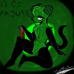  12_oz._mouse adult_swim alcohol anthro beer beverage cartoon_network girly glistening glistening_body green_body looking_at_viewer lovelytrashpanda male mammal mouse mouse_fitzgerald murid murine rodent sitting solo 