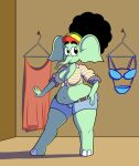  absurd_res anthro belly breasts chubby_female cleavage clothed clothing elephant elephantid female green_body hi_res kiyana_(marcodile) mammal marcodile proboscidean skimpy solo wide_hips 