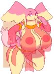 absurd_res anthro areola audino big_breasts breasts clothing female genitals goopyarts hand_on_hip hi_res huge_breasts looking_at_viewer multicolored_body nintendo nipples pink_eyes pink_nipples pok&eacute;mon pok&eacute;mon_(species) pussy raina_(goopyarts) smile solo thick_thighs translucent translucent_clothing two_tone_body video_games 