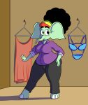  absurd_res anthro chubby_female clothed clothing elephant elephantid female fully_clothed green_body hi_res kiyana_(marcodile) mammal marcodile proboscidean solo wide_hips 
