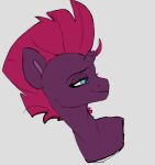  broken_horn bust_portrait equid equine eyelashes female feral friendship_is_magic hair half-closed_eyes hasbro horn looking_away mammal my_little_pony my_little_pony:_the_movie_(2017) narrowed_eyes pink_hair portrait purple_body smile solo tempest_shadow_(mlp) unicorn woollyart 