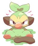  angry blush bodily_fluids female genitals green_body grookey hi_res looking_at_viewer nettsuu nintendo pok&eacute;mon pok&eacute;mon_(species) pussy sitting solo tears video_games 