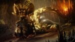  3d_(artwork) anthro blender_(software) breasts butt capcom cave digital_media_(artwork) doctor-sfm dragon elder_dragon female hi_res kulve_taroth looking_at_viewer lying monster_hunter on_front solo video_games 