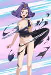  1girl acerola_(pokemon) armlet bare_legs blush censored collarbone embarrassed flat_chest hair_ornament highres long_hair looking_at_viewer mosaic_censoring nail_polish nipples open_mouth panties pokemon pokemon_(game) pokemon_sm purple_eyes purple_hair purple_nails pussy shiny shiny_hair short_sleeves solo standing sweatdrop tearing_up tears torn_clothes tsukishiro_saika underwear white_panties 