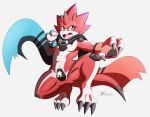 anthro bandai_namco betelgammamon claws digimon dx-shade fan_character heterochromia horn male muscular_legs nintendo nintendo_switch pecs red_body scalie scarf solo video_games 