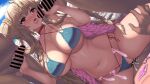  1girl 3boys aqua_bikini azur_lane bangs bar_censor bare_shoulders bikini blue_sky blush braid braided_bun breasts censored cleavage collarbone commission condom condom_belt covered_nipples cowgirl_position criss-cross_halter cum cum_in_pussy double_bun double_handjob formidable_(azur_lane) formidable_(the_lady_of_the_beach)_(azur_lane) gangbang girl_on_top group_sex halterneck handjob hetero highres large_breasts long_hair looking_at_viewer multi-strapped_bikini multiple_boys multiple_penises navel official_alternate_costume open_mouth penis pointless_condom pussy red_eyes sex skeb_commission sky straddling sweat swimsuit tongue tongue_out used_condom vaginal very_long_hair wet whoosaku 