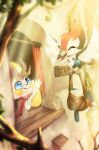  bag clothed clothing delivery_(disambiguation) emolga flying gingy_k_fox hi_res mail nintendo outside pikipek plant pok&eacute;mon pok&eacute;mon_(species) pommier_(gingy_k_fox) shiny_pok&eacute;mon topwear tree vest video_games vines window 