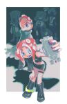  akashi_(sorobochi) boots hachibe_(sorobochi) inkling kanda_(sorobochi) katou_(osoraku) labcoat leaning_in leather looking_back monjiro_(sorobochi) octoling octopod selfie shaded_face splatoon_(series) splatoon_2 splatoon_2:_octo_expansion 