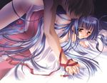  carnelian game_cg highres japanese_clothes kao_no_nai_tsuki kuraki_suzuna long_hair purple_hair sex solo_focus 