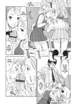  2girls bar_censor censored comic cum ejaculation femdom greyscale hanamaki_kaeru hard_translated licking monochrome multiple_girls original penis school_uniform translated 