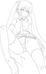  greyscale hand_in_panties hatsune_miku kurosho long_hair masturbation monochrome panties solo thighhighs twintails underwear very_long_hair vocaloid 