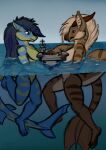  aircraft_carrier anthro chatting dragon dragonfelixx duo female female/female fish hi_res macro marine military_vehicle sea shark ship swimming underwater_view vehicle water watercraft 