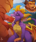  activision anthro balls blush bodily_fluids breath_powers conditional_dnp cum cum_in_mouth cum_inside dragon duo ejaculation elemental_manipulation erection eyes_closed fellatio fire fire_breathing fire_manipulation foreskin forked_tongue genital_fluids genitals hi_res knot magnus_(spyro) male male/male nude oral penetration penile penis sex size_difference spiked_penis spikes spikes_(anatomy) spyro spyro_the_dragon tongue tongue_out vein veiny_penis video_games wings xnirox 