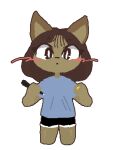  aliasing alpha_channel animated anthro blinking blush blush_lines brown_hair canid canine canis cha_hieun clothed clothing domestic_dog female hair low_res mammal pencil_(object) pipepo ring solo 