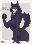  2021 5_fingers anthro biped black_claws black_ears black_hair black_tail bone border breasts canid canine canis claws conditional_dnp digital_drawing_(artwork) digital_media_(artwork) drakeraynier english_text featureless_breasts featureless_crotch female finger_claws fingers fluffy fluffy_hair fluffy_tail grey_background hair hi_res holding_object holding_phone long_hair long_tail looking_at_viewer mammal phone pinup portrait pose scp-1471 scp_foundation sharp_teeth signature simple_background skull skull_head smile solo standing teeth text three-quarter_portrait white_border white_eyes wolf 
