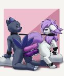  anal anal_penetration black_body blush bodily_fluids dildo dildo_in_ass dildo_in_pussy dildo_insertion double_dildo duo eeveelution female female/female feral flareon genital_fluids hair hi_res looking_pleasured nintendo penetration pok&eacute;mon pok&eacute;mon_(species) purple_hair pussy_juice sex_toy sex_toy_in_ass sex_toy_in_pussy sex_toy_insertion sneasel tongue tongue_out vaginal vaginal_penetration video_games white_body 