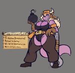  2022 absurd_res anthro blonde_hair bomb breasts cass_(simplifypm) cleavage clothed clothing digital_media_(artwork) dragon english_text explosives female hair hi_res huge_thighs iaredumbo looking_at_viewer purple_body purple_scales scales scalie skimpy solo text thick_tail thick_thighs wide_hips 
