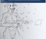  anthro big_breasts breasts female feral genitals gun humanoid invalid_tag pussy ranged_weapon rifle shooting smile solo unknown_artist weapon 