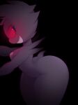  anthro breasts butt erect_nipples female gengar glowing glowing_eyes grin hi_res looking_back milkibee navel nintendo nipples nude pink_nipples pok&eacute;mon pok&eacute;mon_(species) purple_body red_eyes red_sclera short_tail side_boob simple_background small_breasts smile solo teeth_showing video_games wide_hips 