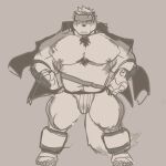  anthro armguards bandaged_feet bandanna body_hair canid canine canis chest_hair clothing fighting_pose horkeu_kamui_(tas) jockstrap kerchief lifewonders looking_at_viewer male mammal muscular_arms muscular_legs pecs pose pubes school_uniform solo standing tokyo_afterschool_summoners tora_gy underwear uniform video_games wolf 