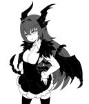  alduin dragon dragon_girl genderswap genderswap_(mtf) greyscale horns monochrome monster_girl okamura_(okamura086) personification spikes tail the_elder_scrolls the_elder_scrolls_v:_skyrim thighhighs wings younger 