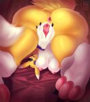  2022 animated anthro anus bandai_namco breasts butt claws completealienation digimon digimon_(species) female fur genitals gs nipples pawpads pussy renamon solo spread_pussy spreading yellow_body yellow_fur 