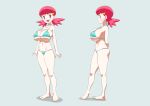  1girl bikini blue_bikini breasts hair_ornament hairclip highres ika_daishougun large_breasts medium_hair pink_hair pokemon pokemon_(game) pokemon_gsc socks solo swimsuit twintails whitney_(pokemon) 