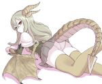  armor armored_dress blush dragon dragon_girl green_hair horns miniskirt monster_girl okamura_(okamura086) panties pantyshot personification skirt spikes tail the_elder_scrolls the_elder_scrolls_v:_skyrim thighhighs underwear wings yellow_eyes 