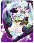  anko_koubou blue_hair bra bra_pull breasts censored hatsune_miku lingerie long_hair masturbation mosaic_censoring nipples one_eye_closed panties panties_aside small_breasts solo striped thighhighs twintails underwear very_long_hair vocaloid 