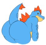  ambiguous_gender anthro ass_crack ass_up belly big_butt bubble_butt butt digitalpelican feraligatr looking_at_viewer nintendo pok&eacute;mon pok&eacute;mon_(species) presenting presenting_hindquarters raised_tail simple_background smile smiling_at_viewer solo video_games white_background 