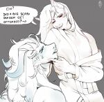  2022 anthro clothed clothing cozydivan digital_media_(artwork) dragon duo equid equine fan_character hair hi_res horn horse long_ears long_hair male male/male mammal nails nipples nude pony simple_background smile teasing 