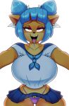  activision ahegao anthro big_breasts blue_hair bodily_fluids bottomwear breasts clothing crash_bandicoot_(series) crash_team_racing_(series) dongitos drooling eye_roll female hair hi_res looking_pleasured megumi_bandicoot panties saliva skirt solo thick_thighs tongue tongue_out underwear video_games wide_hips 