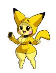  anthro big_breasts breasts cleavage clothed clothing female hi_res holding_object holding_phone hoodie looking_at_viewer nintendo nipple_outline open_mouth phone pichu pok&eacute;mon pok&eacute;mon_(species) solo tansau thick_thighs topwear video_games wide_hips yellow_body 