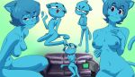  2022 absurd_res angry anthro blue_body blue_fur blush breasts camera cartoon_network casting_couch domestic_cat embarrassed felid feline felis female fur hi_res inker_comics mammal nicole_watterson nipples nude pubes solo the_amazing_world_of_gumball 