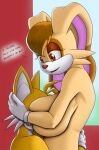  anthro anthro_on_anthro big_breasts breast_smother breasts canid canine creatiffy dialogue duo female fox head_between_breasts hi_res lagomorph leporid mammal mature_female miles_prower nude rabbit sega smothering sonic_the_hedgehog_(series) vanilla_the_rabbit 