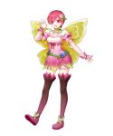  1girl alternate_costume bangs belt boots breasts detached_collar dress elbow_gloves est_(fire_emblem) fairy_wings fire_emblem fire_emblem:_mystery_of_the_emblem fire_emblem_heroes gloves gradient gradient_clothes hair_ornament hand_up headband highres konfuzikokon looking_at_viewer non-web_source official_art open_mouth pink_dress pink_eyes pink_hair shiny shiny_hair short_dress short_hair sleeveless small_breasts smile solo standing thigh_boots thighhighs transparent_background wings zettai_ryouiki 