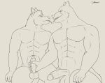  absurd_res anthro balls balto balto_(film) big_balls big_penis canid canine canis digital_media_(artwork) disney domestic_dog duo erection fur genitals hand_on_partner&#039;s_genitalia hand_on_penis hi_res humanoid_genitalia humanoid_penis husky male male/male mammal mature_male nordic_sled_dog nude penis smile spitz steele_(balto) tigeraf tongue universal_studios wolf 