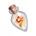  artist_request bottle commentary english_commentary fire game_cg genshin_impact glowing item_focus light_particles lowres no_humans official_art potion seelie_(genshin_impact) still_life stopper third-party_source transparent_background 