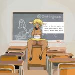  animal_humanoid anthro blonde_hair blue_eyes breasts cervid cervid_humanoid classroom classroom_nudity exposed_breasts female hair hi_res hooves humanoid mammal mammal_humanoid oatinjack school solo student teacher teacher_and_student 