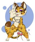  anthro breasts cheetah clawroline featureless_breasts felid feline female fur hi_res kirby_(series) looking_at_viewer mammal neronova nintendo solo thick_thighs video_games white_body white_fur 