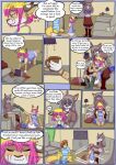  2014 anthro babystar biped clothing comic detailed_background dialogue diaper english_text felid feline female fur furniture group hair hi_res inside lynx male mammal shirt sitting sofa speech_bubble standing star_(babystar) text topwear trio 