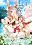  absurdres animal_ears breasts cat_ears chest_jewel cleavage detached_sleeves dromarch_(xenoblade) facial_mark highleg highleg_leotard highres leotard long_hair low_twintails nia_(blade)_(xenoblade) nia_(xenoblade) risumi_(taka-fallcherryblossom) small_breasts thighhighs twintails very_long_hair xenoblade_chronicles_(series) xenoblade_chronicles_2 yellow_eyes 