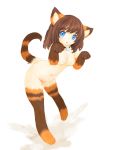  1girl blue_eyes breasts brown_hair cat furry open_mouth short_hair solo tashiro_yuu 