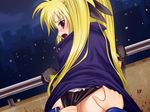  40010prototype blonde_hair fate_testarossa gloves long_hair lyrical_nanoha mahou_shoujo_lyrical_nanoha multiple_girls panties panty_pull red_eyes takamachi_nanoha twintails underwear yuri 